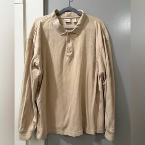 L.L. Bean Men's Long-Sleeve Polo in Beige